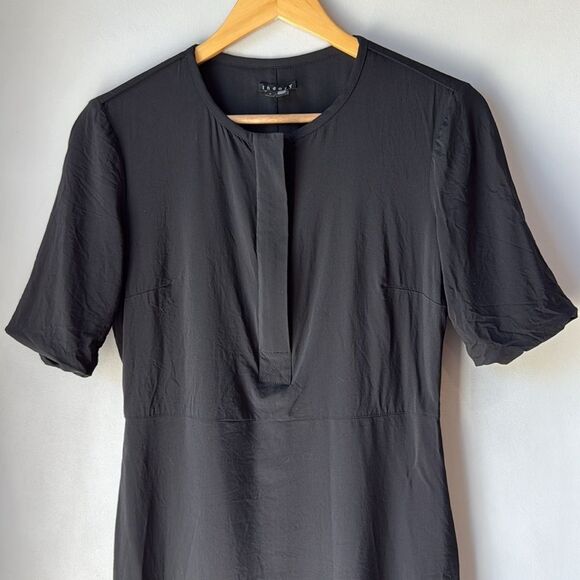 Theory Wool Blend Dress Black Short Sleeve Sheath - Picture 3 of 7
